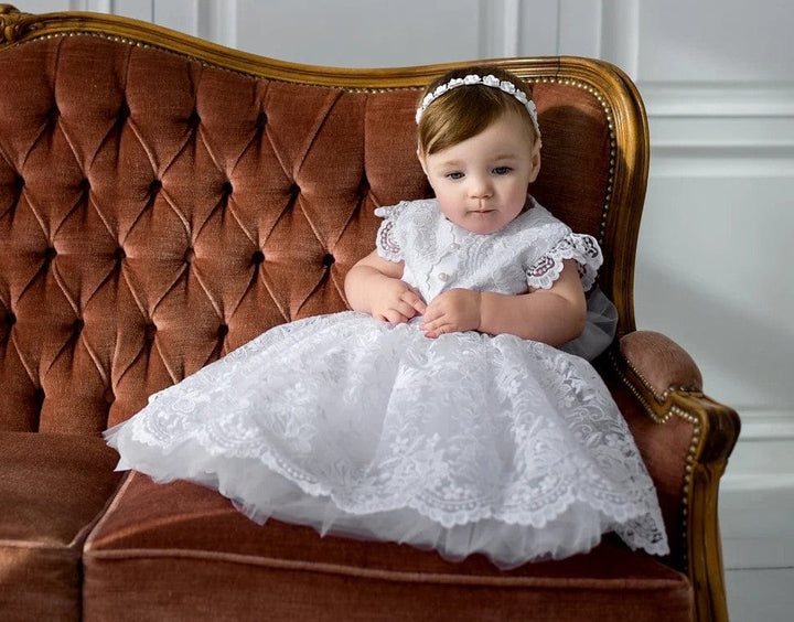 Sunnypetal White Baby Girl Christening Gown，Baptism Gift Girl From Godparents