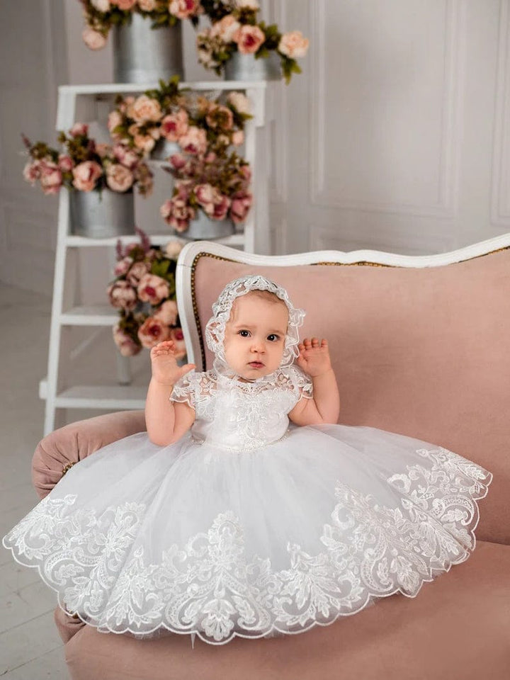 Sunnypetal White Lace Blessing Baptism Dress for Baby Girl