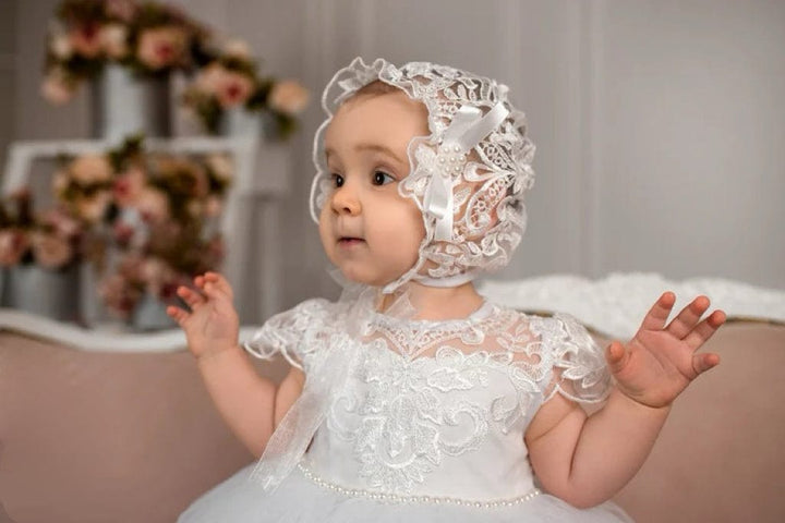 Sunnypetal White Lace Blessing Baptism Dress for Baby Girl