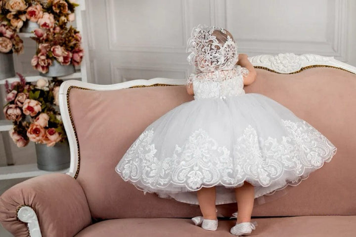 Sunnypetal White Lace Blessing Baptism Dress for Baby Girl