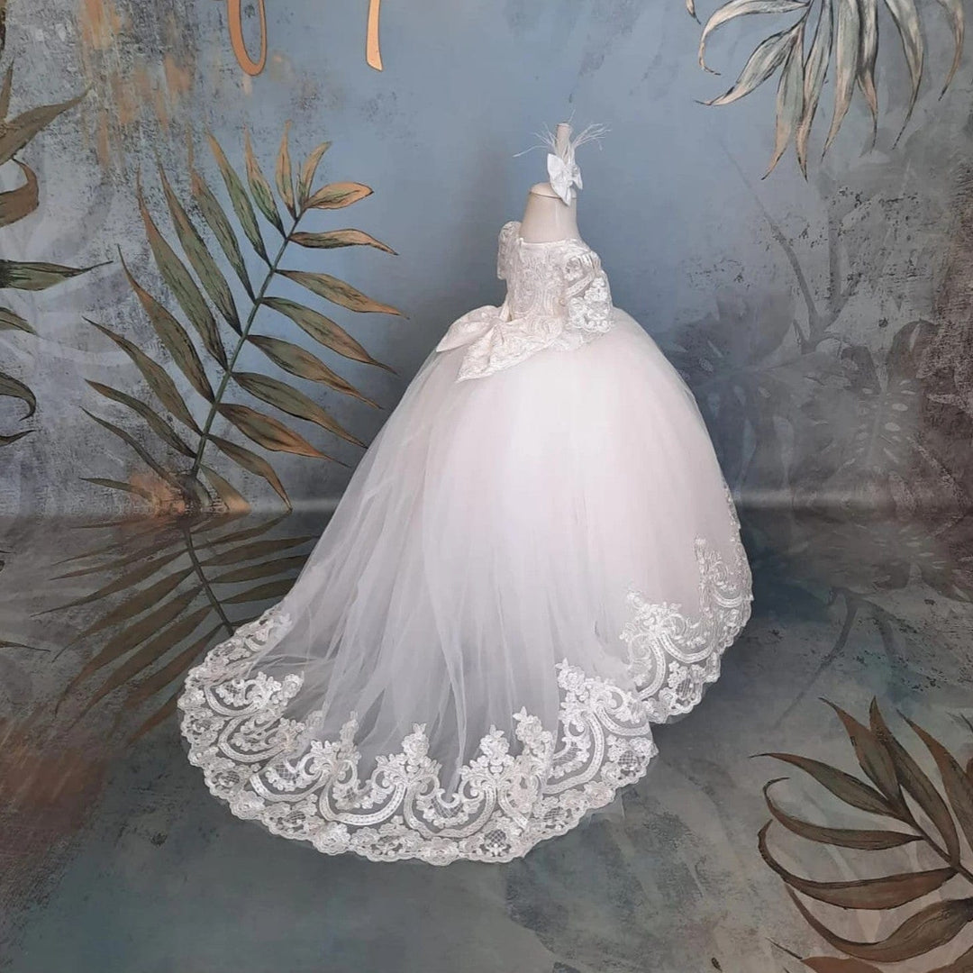 boho chic first communion dress First Communion Dress/Flower Girl White Lace Dress/ Boho-chic Girls Dress