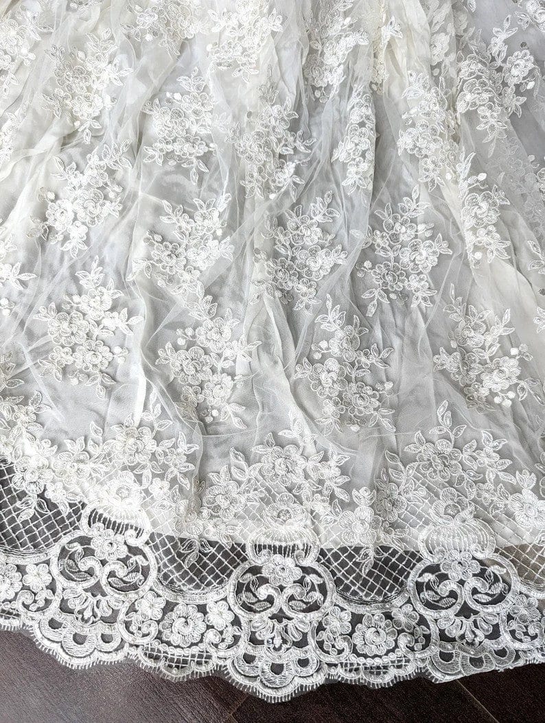Sunnypetal White Lace Pearls Baby Girls Baptism Dress Christening Gown