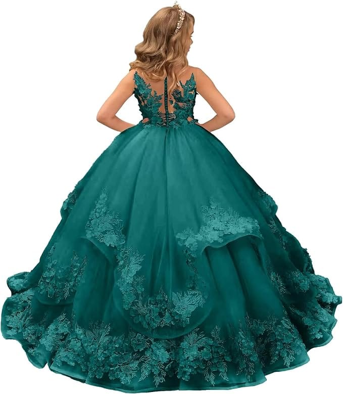 Sunnypetal Pink Floral Lace Appliques Flower Girl Dress Birthday Party – sunnypetal