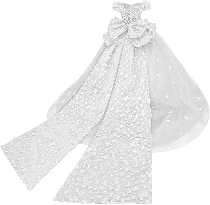 White / 18m Sunnypetal Princess Purple Tulle Ball Gown Flower Girl Dress with Butterfly Appliqués and Bow
